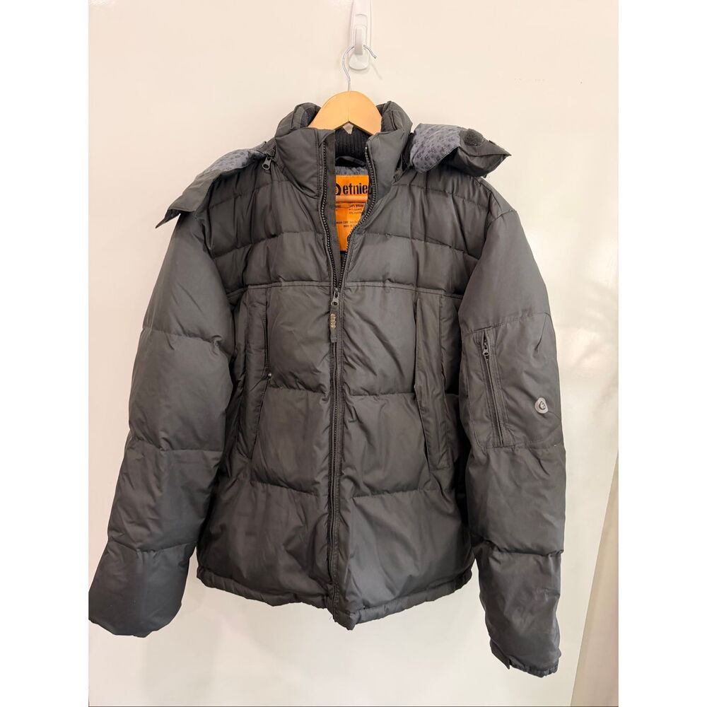 Vintage Etnies Down Puffer Jacket Men’s L Black - Picture 1 of 11
